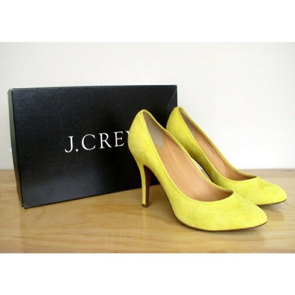J. Crew Shoes - J Crew Lemon Yellow Mona Suede Pumps